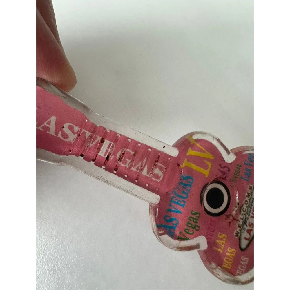 Las Vegas Pink Guitar‎ Acrylic Keychain Souvenir Welcome to Las Vegas Sign LV
